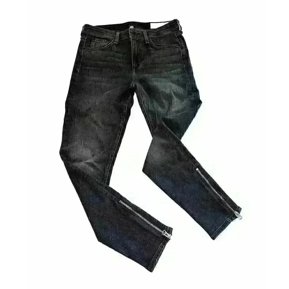 Rag & Bone Cate Mid Rise Ankle Skinny Jeans Abbey Road Color‎ Zip Ankle Size 27